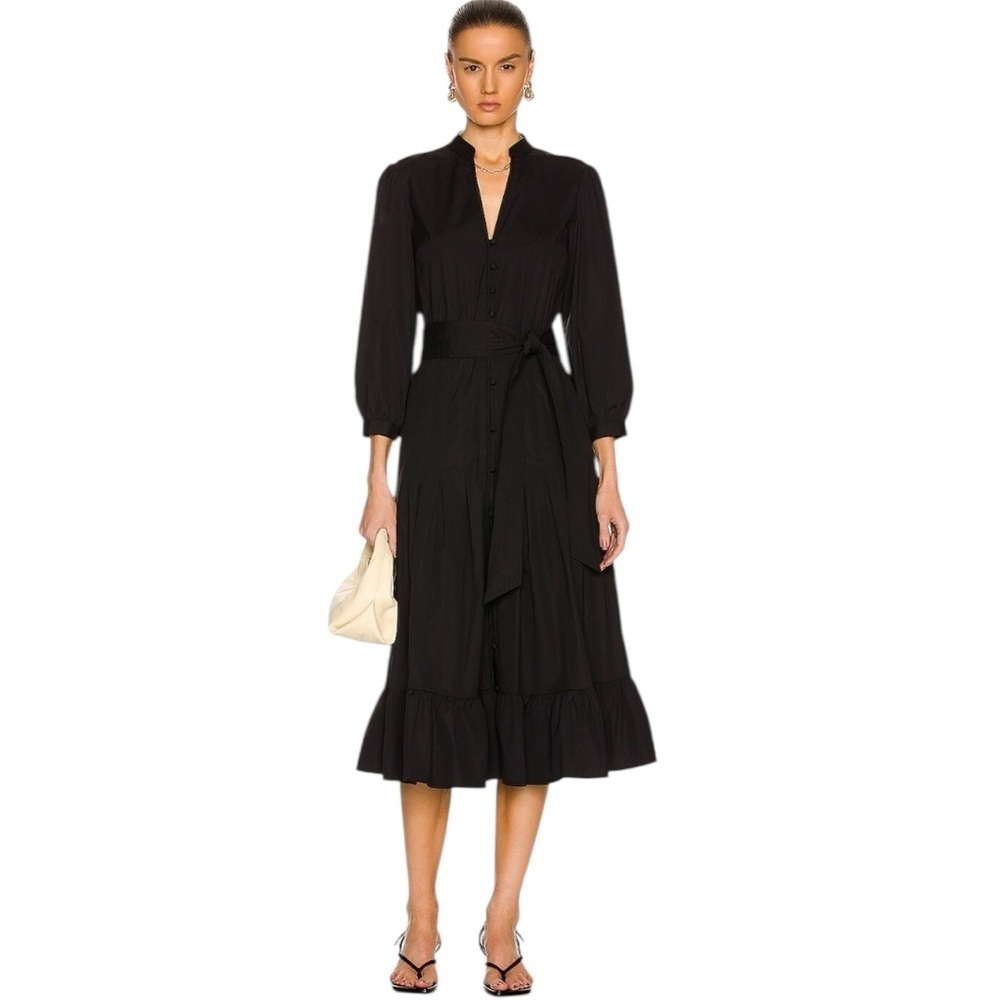 Veronica Beard - NWT Izie Poplin Midi Belted Button Front Puff Sleeve Sz 10
